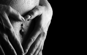 Woman's Hands On Wet Skin